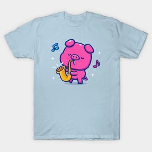 Cute Pig Playing Saxophone T-Shirt